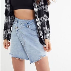 BDG asymmetrical denim wrap skirt